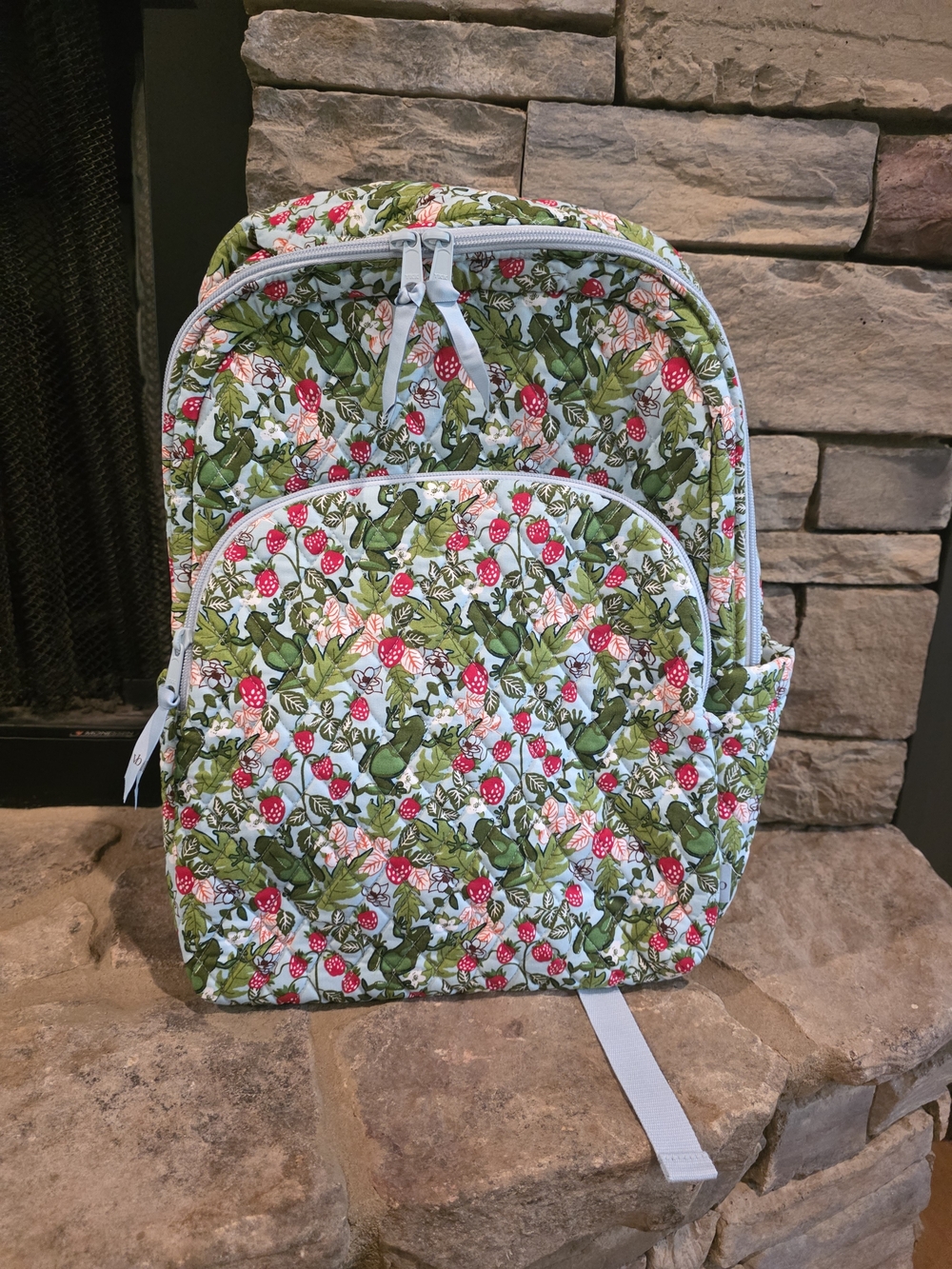 Gorgeous Vera Bradley Frogs And Strawberries Floral Quilted Backpack -NWT